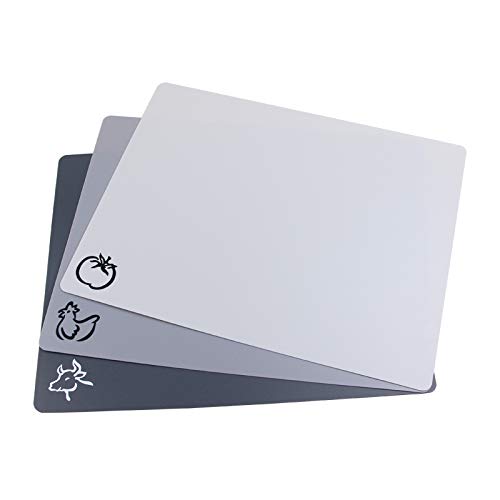 Modern Flexible Cutting Board Mats - Extra Thick Durable Non-slip Material - BPA Free - Set of 3