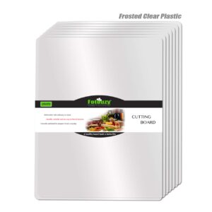 Fotouzy Plastic Cutting Board Set of 7, Frosted Clear Flexible Cutting Mats, BPA-Free, Non-Porous, Dishwasher Safe, Transparent