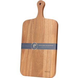 Paten Cutting Board,Acacia Serving Board, Wood Cutting Boards for Kitchen,Chopping Board with Grip Handle,Heavy Duty Cheese Board, Wooden Carving Board Medium