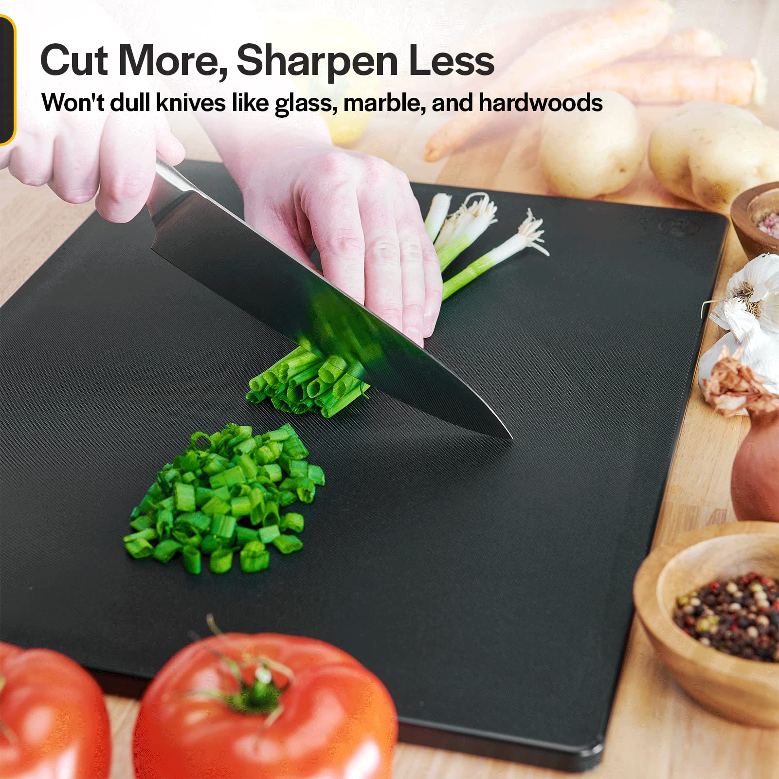 Thirteen Chefs Cutting Boards for Kitchen - 30 x 18 x .5" Black Color Coded Plastic Cutting Board with Non Slip Surface - Dishwasher Safe Chopping Board