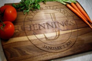 blue ridge mountain gifts personalized wood cutting board - laser engraved custom chopping boards - elegant gift for wedding, anniversary, housewarming, couples - unique present - durable kitchen tool