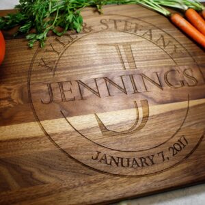 Blue Ridge Mountain Gifts Personalized Wood Cutting Board - Laser Engraved Custom Chopping Boards - Elegant Gift for Wedding, Anniversary, Housewarming, Couples - Unique Present - Durable Kitchen Tool