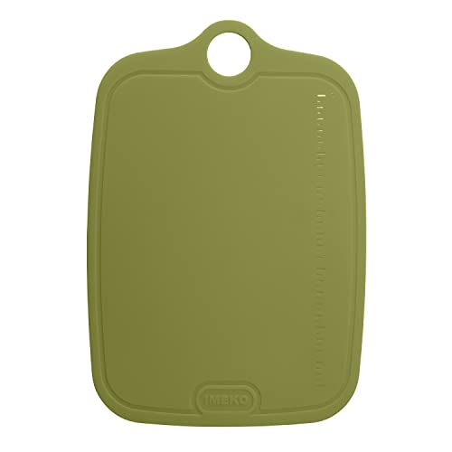 IMEKO TPU Cutting Board, BPA Free, Knife Friendly, Flexible, Dishwasher Friendly, Space Saving, Ergonomic Design, Chopping Mat - Olive Green - Size: Medium 13.7" x 9.4"- W: 10 oz.