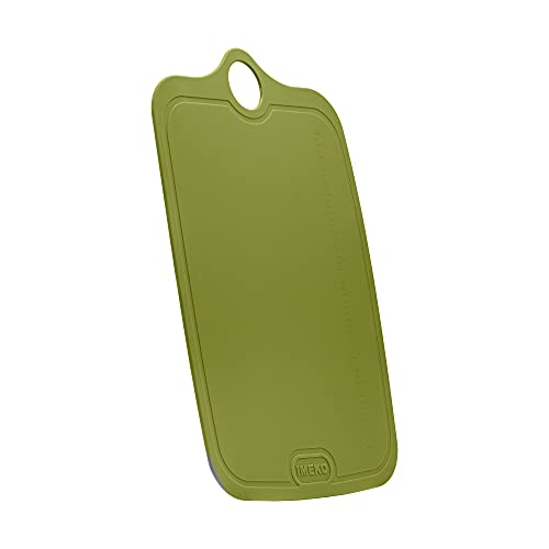 IMEKO TPU Cutting Board, BPA Free, Knife Friendly, Flexible, Dishwasher Friendly, Space Saving, Ergonomic Design, Chopping Mat - Olive Green - Size: Medium 13.7" x 9.4"- W: 10 oz.