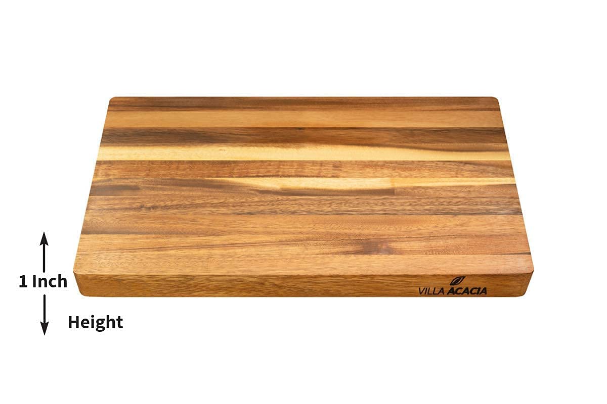 Thirteen Chefs Cutting Boards - Large, Lightweight, 17 x 12 Inch Acacia Wood Chopping Board for Plating, Appetizers, Charcuterie and Kitchen Prep - Portable Cooking Accessories