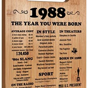 35th Birthday Gifts for Women Men, 35 Year Old Birthday Gifts, 1988 Poster, Back In 1988 Cutting Board, 35th Birthday Decorations