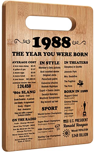 35th Birthday Gifts for Women Men, 35 Year Old Birthday Gifts, 1988 Poster, Back In 1988 Cutting Board, 35th Birthday Decorations