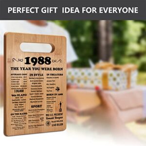 35th Birthday Gifts for Women Men, 35 Year Old Birthday Gifts, 1988 Poster, Back In 1988 Cutting Board, 35th Birthday Decorations