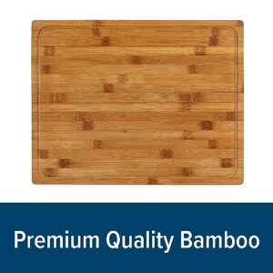 Camco 43545, Bamboo Cutting Board with Counter Edge | Perfect for Vegetables, Fruits, Meats, and Cheeses | Measures 18-inches x 14-inches x 1-3/4-inches, Brown