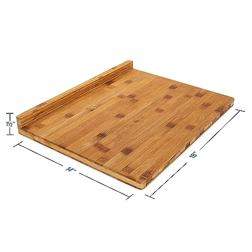 Camco 43545, Bamboo Cutting Board with Counter Edge | Perfect for Vegetables, Fruits, Meats, and Cheeses | Measures 18-inches x 14-inches x 1-3/4-inches, Brown