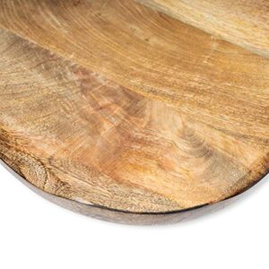 GoCraft Round Wooden Cutting Board | Mango Wood Pizza Peel | Chopping, Prep, Serve Board | Charcuterie Platter - 16" x 11"