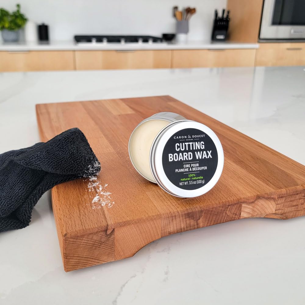 Caron & Doucet - Cutting Board & Butcher Block Wood Conditioning & Finishing Wax | 100% Plant-Based & Vegan, Best for Wood & Bamboo Conditioning & Sealing | Does NOT Contain Mineral Oil!