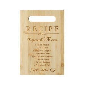 mother's day recipe mothers gift special love heart mom birthday bamboo cutting board gifts(mom-1)
