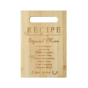 Mother's Day Recipe Mothers Gift Special Love Heart Mom Birthday Bamboo Cutting Board Gifts(MOM-1)