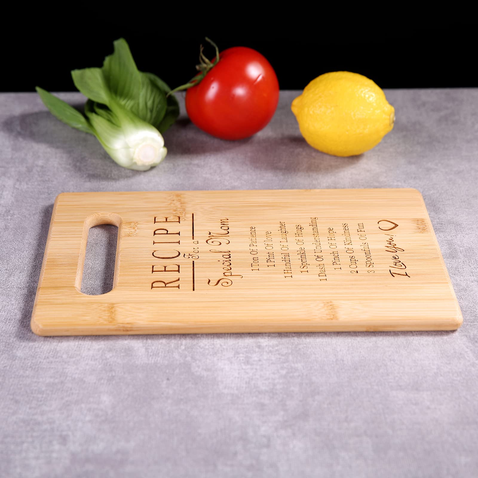 Mother's Day Recipe Mothers Gift Special Love Heart Mom Birthday Bamboo Cutting Board Gifts(MOM-1)