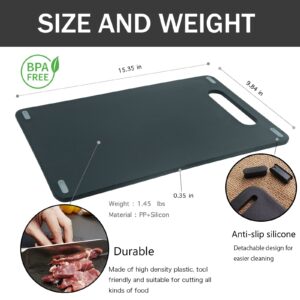 Palaxe Plastic Cutting Boards for kitchen Non-slip with Silicon Feet, Dishwasher Safe Thick Chopping Boards, Grip Handle, Rubber, Easy to Clean for Kitchen, family, Outdoors(Black B)