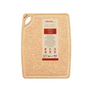 elihome classic series medium cutting board for kitchen- natural wood fiber composite, dishwasher safe, eco-friendly, juice grooves, non-porous, reversible, bpa free, made in usa, 13"x 10"x 1/4”