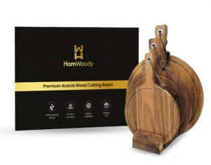 homwoody premium acacia wood cutting board with handle/cheese board - (set of 3) thick/large acacia cutting board/charcuterie boards - luxury wood cutting board/cheese board/charcuterie board/platter