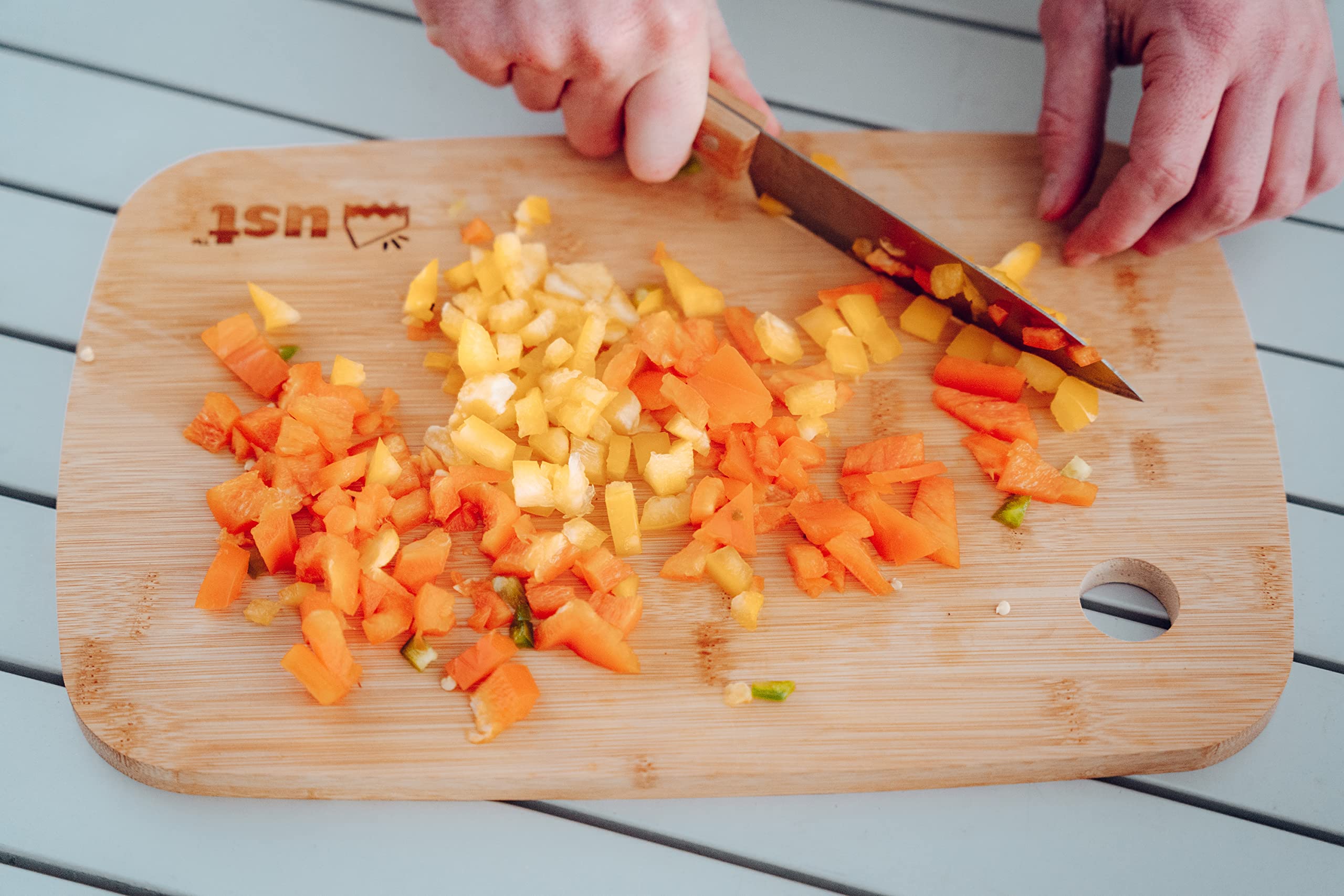 ust Bamboo Cutting Board 3.0 for Food Preparation with Moisture Resistant and eco Friendly Design for Camping, and Everyday use