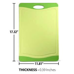 Raj Plastic Cutting Board Reversible Cutting board, Dishwasher Safe, Chopping Boards, Juice Groove, Large Handle, Non-Slip, BPA Free (Extra Large (17.4" x 11.81"), Lime Green)