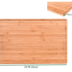 XXXL Extra Large Bamboo Cutting Board 24x16 Inches Largest Stove Top Wood Carving Board for Turkey BBQ Meat Vegetable with Juice Groove Over Sink