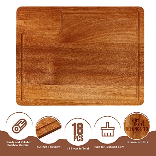 12 Pcs Wood Cutting Board Bulk Kitchen Chopping Boards Rectangular Cutting Board with Juice Groove Large Wooden Cutting Board for Kitchen Meat Cheese Bread Vegetables (Acacia Wood, 14 x 11 Inch)