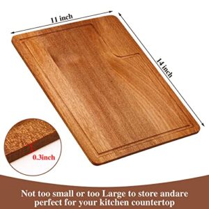 12 Pcs Wood Cutting Board Bulk Kitchen Chopping Boards Rectangular Cutting Board with Juice Groove Large Wooden Cutting Board for Kitchen Meat Cheese Bread Vegetables (Acacia Wood, 14 x 11 Inch)