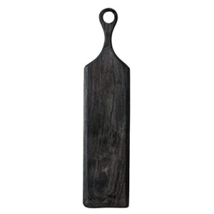 bloomingville acacia wood cheese and cutting board with round opening on handle, black