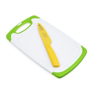 true small cutting board with paring knife, cutting board and knife set, fruit and vegetable cutting board, lemon and lime board, cutting board set of 2, green