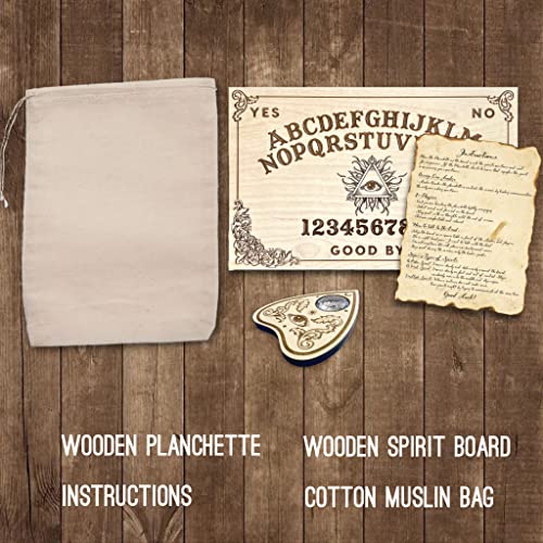 Medium Wooden Spirit Board - Talking Board - Spirit Board - Medium Size 14.5 x 9.2'' Handmade Wooden Premium Quality Board and Planchette