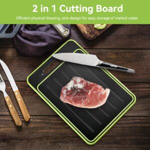 2 in 1 Defrosting Tray/cutting Board, Defrost Cutting Board with Knife Sharpener, Thawing Tray for Frozen Meat, Double Sided Cutting Board with Knife Sharpener