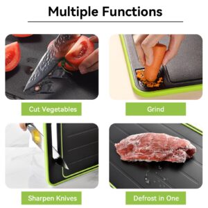 2 in 1 Defrosting Tray/cutting Board, Defrost Cutting Board with Knife Sharpener, Thawing Tray for Frozen Meat, Double Sided Cutting Board with Knife Sharpener