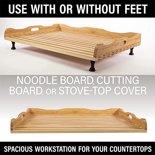 Prosumer’s Choice Bamboo Cutting Boards - Camper Stovetop Cover with Handles & Legs - Kitchen Chopping Board for Meat & Veggies - Sink, Gas Burner & Range Wooden Workstation - 29.5"Lx21"Wx7.6"Th