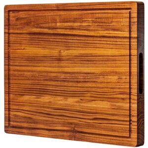extra large wood cutting board for kitchen [1.5" thick] teak butcher block conditioned with beeswax, linseed & lemon oil. perfect house warming and cooking gift. 24" x 18" charcuterie board by ziruma