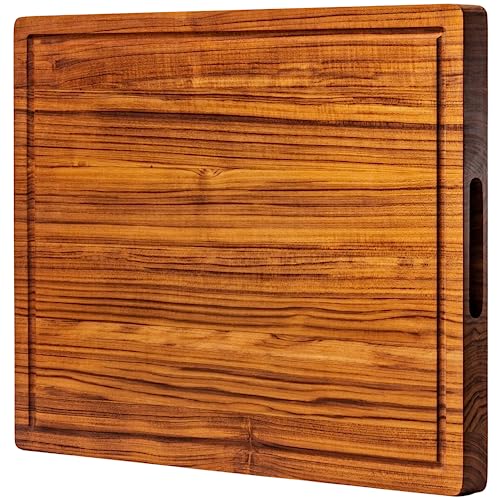 Extra Large Wood Cutting Board for Kitchen [1.5" Thick] Teak Butcher Block Conditioned with Beeswax, Linseed & Lemon Oil. Perfect House Warming and Cooking Gift. 24" x 18" Charcuterie Board by Ziruma