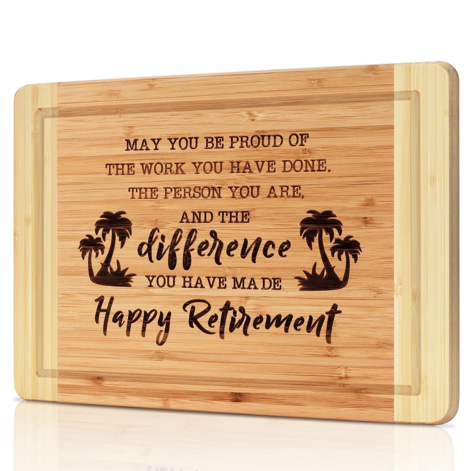 Retirement Gift for Women Men -Coworker Leaving Away Farewell Gifts -Happy Retirement Gift for Friend Family -The Difference You Have Made -Charcuterie Bamboo Board -Engraved Cutting Board Decor Gift