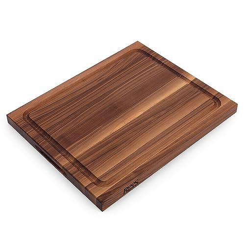 John Boos Reversible 21 Inch Wide 1.5 Inch Thick Au Jus Carving Wood Cutting Board with Deep Juice Groove, 17 x 21 x 1.5 Inches, Walnut