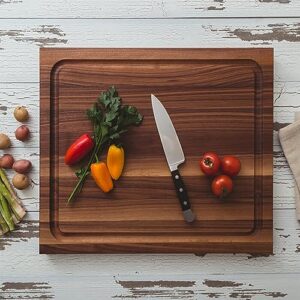 John Boos Reversible 21 Inch Wide 1.5 Inch Thick Au Jus Carving Wood Cutting Board with Deep Juice Groove, 17 x 21 x 1.5 Inches, Walnut