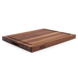 John Boos Reversible 21 Inch Wide 1.5 Inch Thick Au Jus Carving Wood Cutting Board with Deep Juice Groove, 17 x 21 x 1.5 Inches, Walnut