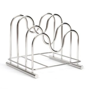 lenith 304 stainless steel wire cutting board holder, cutting board rack organizer kitchen with 3 sectional
