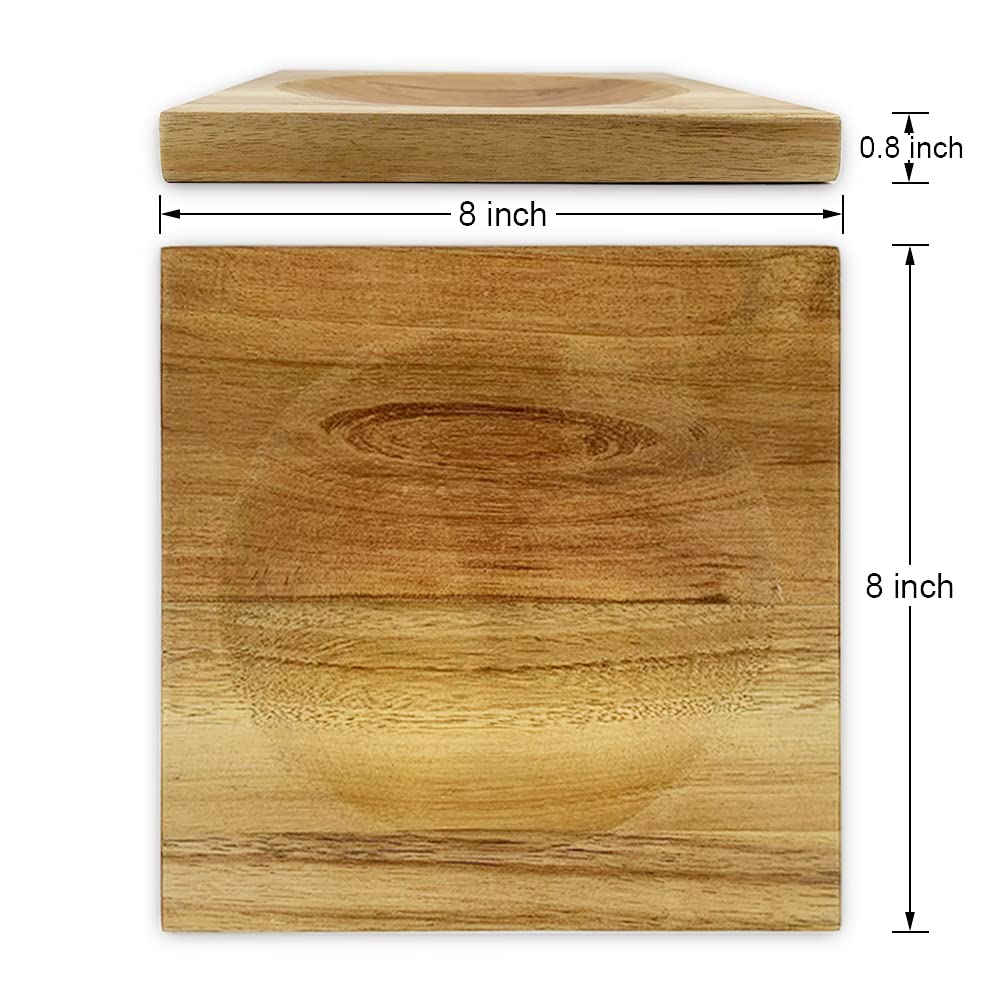 Farmhouse Kitchen Decor Acacia Wood Cutting Block with Hollow Center, Cheese Board Onion Board Vegetable Board Chopping Board Salad Bowl Mincing Tools, Birthday Housewarming Gifts, 8x8 Inch