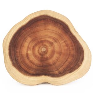 resafy round cutting board(dia. 12~14 inch), exquisite non-splicing acacia wood cheese board, reversible round charcuterie board (non-exact round, follow actual shape of wood)