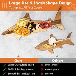 Faivykyd Funny Shark Charcuterie Board Housewarming Gift, Wood Cheese Serving Aperitif Board, Decorative Shark Board for Kitchen, Thanksgiving Christmas Birthday Gag Gift for Women Men