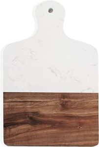 sint kitchen cutting and chopping board marble and natural wood with handle (rectangular - white)