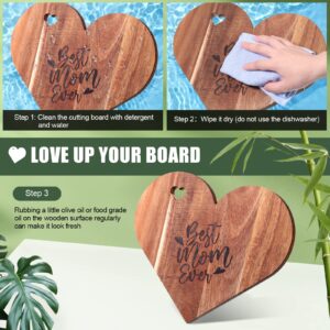 Sintuff Heart Shaped Cutting Board Personalized Cutting Board for Mom Birthday Gifts Acacia Wood Bread Board Cheese Serving Platter Serving Charcuterie Board for Kitchen, 12 x 10 x 0.6 Inch