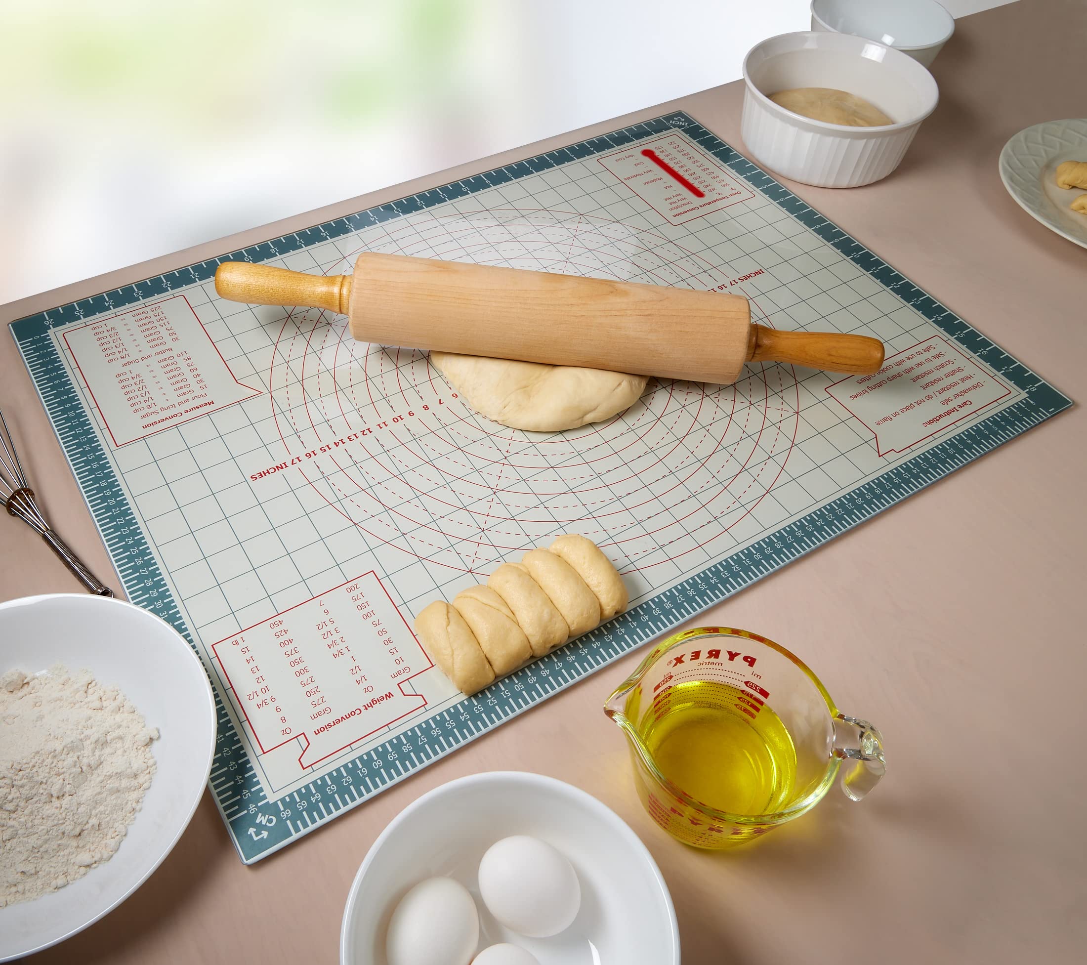 Tempered Glass Baking Board/Cutting Board with Measurements Of 26" x 18" Inch, Non-Stick Dough Rolling Board ( Board size 28.5" X 20.5" )