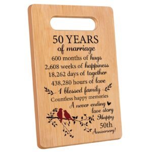 50th wedding anniversary cutting board gifts,50th anniversary wedding gift ideas,50th wedding anniversary decorations,50 years of marriage couple gifts for husband wife parents grandparents (11"x7")