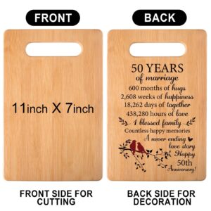 50th Wedding Anniversary Cutting Board Gifts,50th Anniversary Wedding Gift Ideas,50th Wedding Anniversary Decorations,50 Years of Marriage Couple Gifts for Husband Wife Parents Grandparents (11"X7")