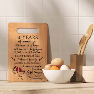 50th Wedding Anniversary Cutting Board Gifts,50th Anniversary Wedding Gift Ideas,50th Wedding Anniversary Decorations,50 Years of Marriage Couple Gifts for Husband Wife Parents Grandparents (11"X7")