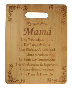 receta para mama recipe mom (spanish) laser engraved bamboo cutting board - gifts for him, for her, for boys, for girls, for husband, for wife, for them, for men, for women, for kids